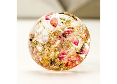 Pierścionek srebrny z prawdziwymi kwiatami i dmuchawcem.