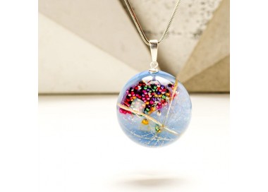 Długi naszyjnik do sukienki z dmuchawcem.