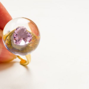 Pierścionki z cyrkoniami, serce, różowa cyrkonia.