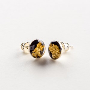 Kolczyki wkrętki czarno złote Kolczyki wkrętki czarno złote