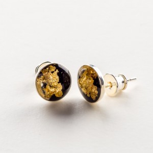 Kolczyki wkrętki czarno złote Kolczyki wkrętki czarno złote