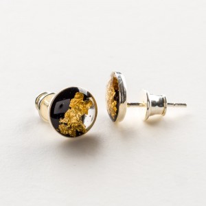 Kolczyki wkrętki czarno złote Kolczyki wkrętki czarno złote