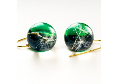 Kolczyki zielono złote z żywicy