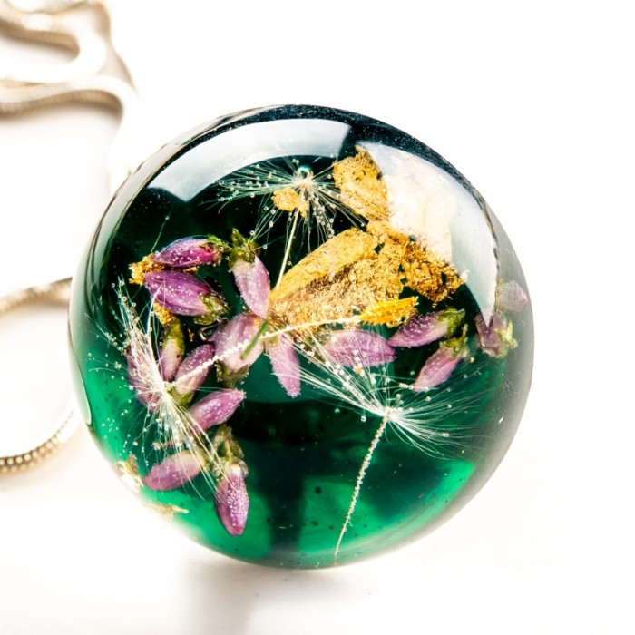 Biżuteria artystyczna- zielony naszyjnik.