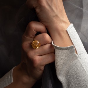 Komplet pierścionków artystycznych "biało złote"