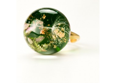 Zielone oczko pierścionek z kwiatami.1