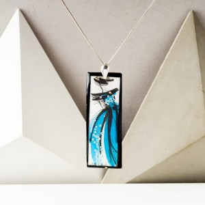 Autorski ręcznie malowany naszyjnik z turkusową zawieszką – personalizowana biżuteria handmade 5