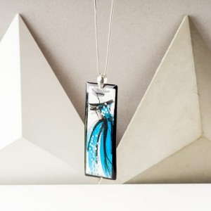 Autorski ręcznie malowany naszyjnik z turkusową zawieszką – personalizowana biżuteria handmade 7