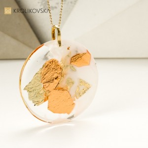 Złoto biały naszyjnik artystyczny polskiej projektantki.