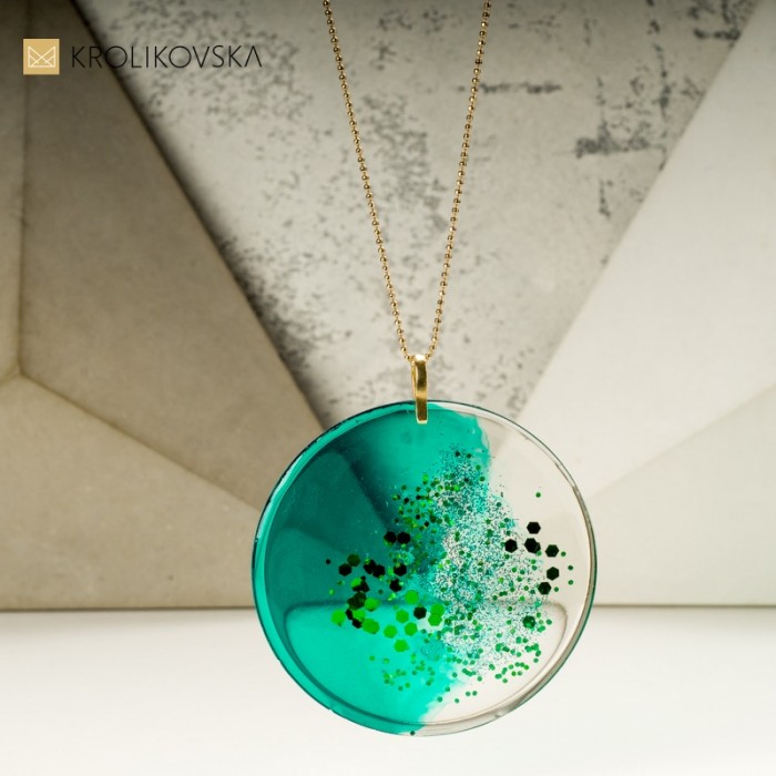 Naszyjnik artystyczny zielone inspiracje.