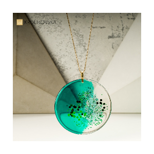 Naszyjnik artystyczny zielone inspiracje.
