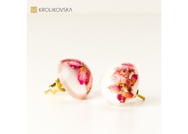 Kolczyki wkrętki koła z kwiatami.