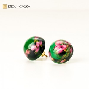 Kolczyki wkrętki koła zielone.