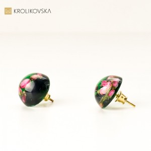 Kolczyki wkrętki koła zielone.