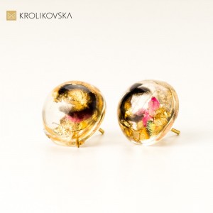 Kolczyki wkrętki pozłacane pół-kulki.