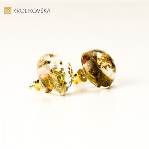 Kolczyki pozłacane wkrętki z dmuchawcem.