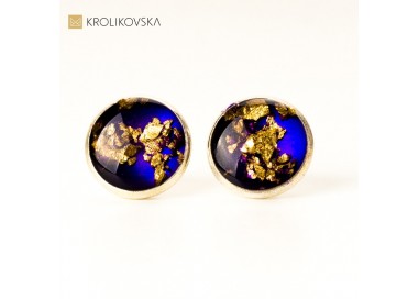 Niebieskie kolczyki wkrętki srebrne.