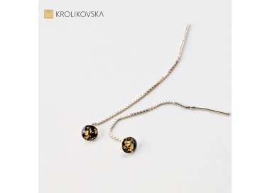 Kolczyki czarno srebrne wiszące.