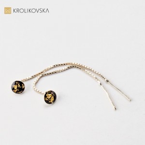 Kolczyki czarno srebrne wiszące.