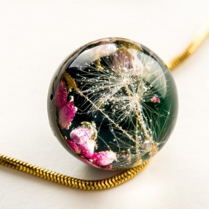 Naszyjnik srebrny  złocony, zielona zawieszka, Polska biżuteria.