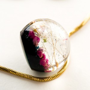 Naszyjnik srebrny  złocony, zielona zawieszka, Polska biżuteria.