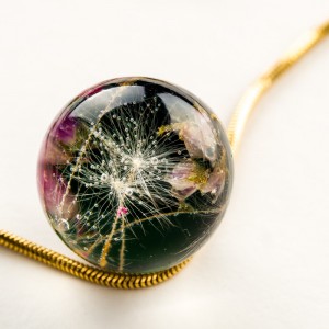 Naszyjnik srebrny  złocony, zielona zawieszka, Polska biżuteria.