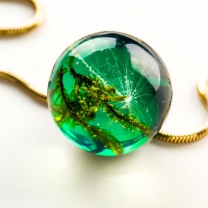 Naszyjnik srebrny pozłacany zielony, Polska biżuteria handmade.