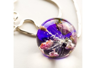 Srebrny fioletowy naszyjnik damski-Polska biżuteria handmade.