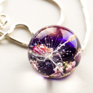 Srebrny fioletowy naszyjnik damski-Polska biżuteria handmade.