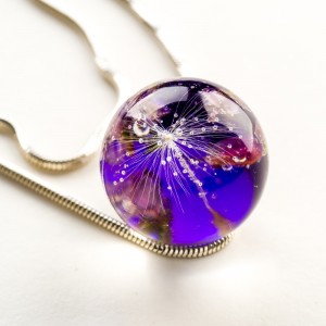 Srebrny fioletowy naszyjnik damski-Polska biżuteria handmade.