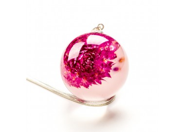 Naszyjnik z żywicy artystyczny ręcznie robiony z prawdziwym różowym kwiatem 1