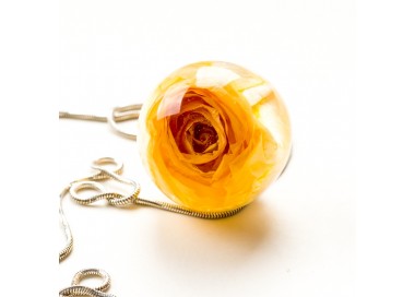 Polska biżuteria hand made z zółtą różą.