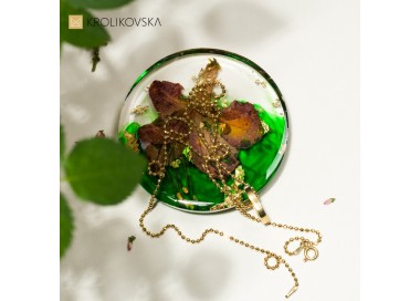 Oryginalny prezent - zielony naszyjnik artystyczny 1