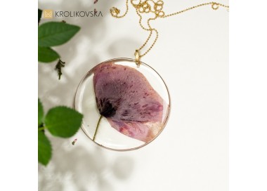 Naszyjnik ręcznie robiony z prawdziwym kwiatem maku 1