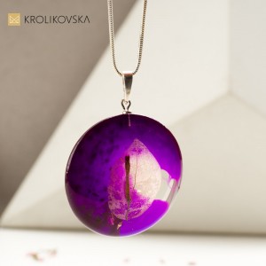 Fioletowy artystyczny naszyjnik dla dziewczyny na prezent