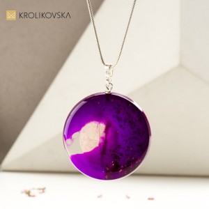 Fioletowy artystyczny naszyjnik dla dziewczyny na prezent