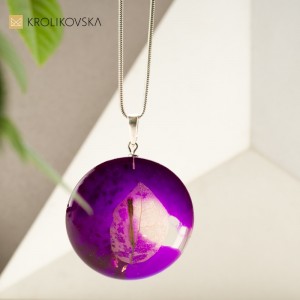 Fioletowy artystyczny naszyjnik dla dziewczyny na prezent