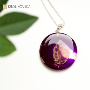 Fioletowy artystyczny naszyjnik dla dziewczyny na prezent