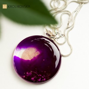 Fioletowy artystyczny naszyjnik dla dziewczyny na prezent