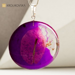 Naszyjnik rękodzieło artystyczne z prawdziwym listkiem