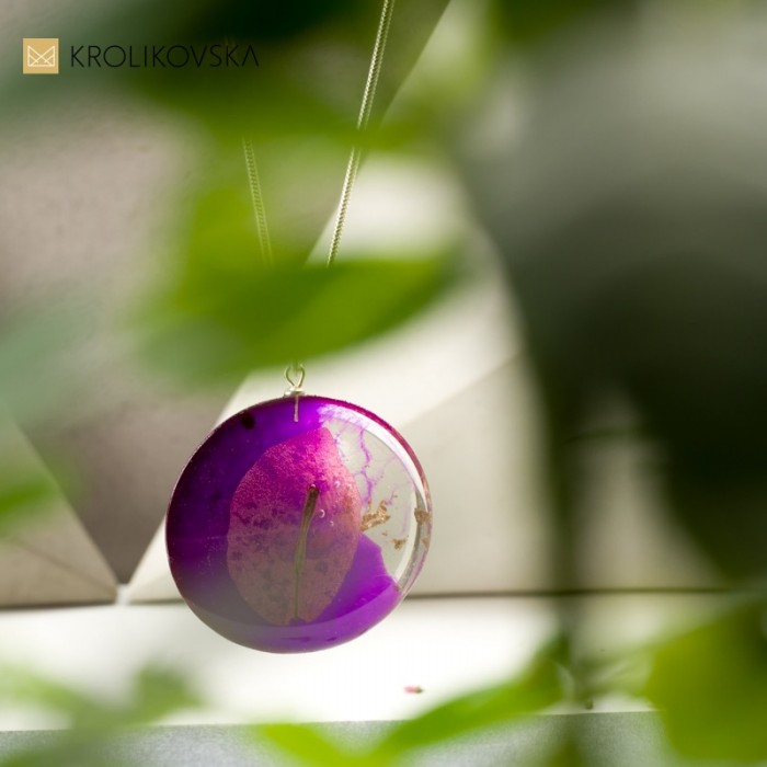 Naszyjnik rękodzieło artystyczne z prawdziwym listkiem