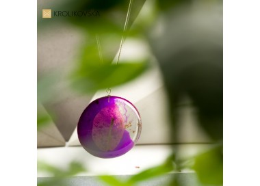 Naszyjnik rękodzieło artystyczne z prawdziwym listkiem fioletowy 123