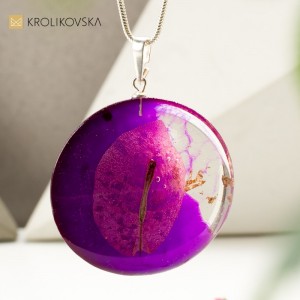 Naszyjnik rękodzieło artystyczne z prawdziwym listkiem