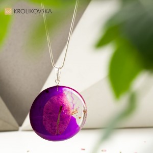 Naszyjnik rękodzieło artystyczne z prawdziwym listkiem