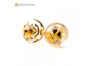 Kolczyki rękodzieło artystyczne złoto czarne.