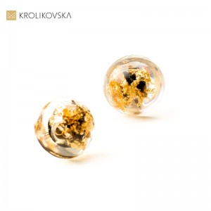 Kolczyki rękodzieło artystyczne złoto czarne.