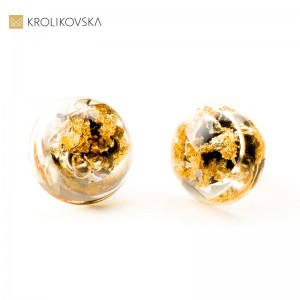 Kolczyki rękodzieło artystyczne złoto czarne.