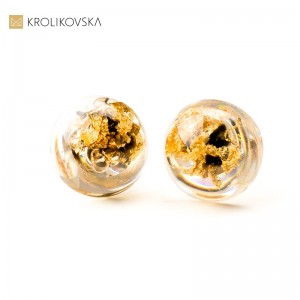 Kolczyki rękodzieło artystyczne złoto czarne.