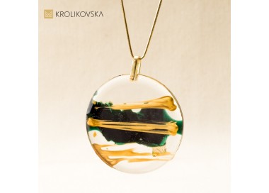 Nowoczesna biżuteria artystyczna złoto zielona, Polska biżuteria.