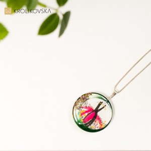 Biżuteria artystyczna zielona z grafiką, sklep internetowy.